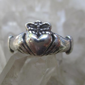 Claddagh Ring ~ Sterling Silver ~ Hand Cast Sterling Silver Ring Size 6 3/4