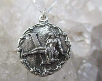 Virgo Astrology Medallion ~Sterling Silver~ Hand Cast w/18 inch Sterling Chain