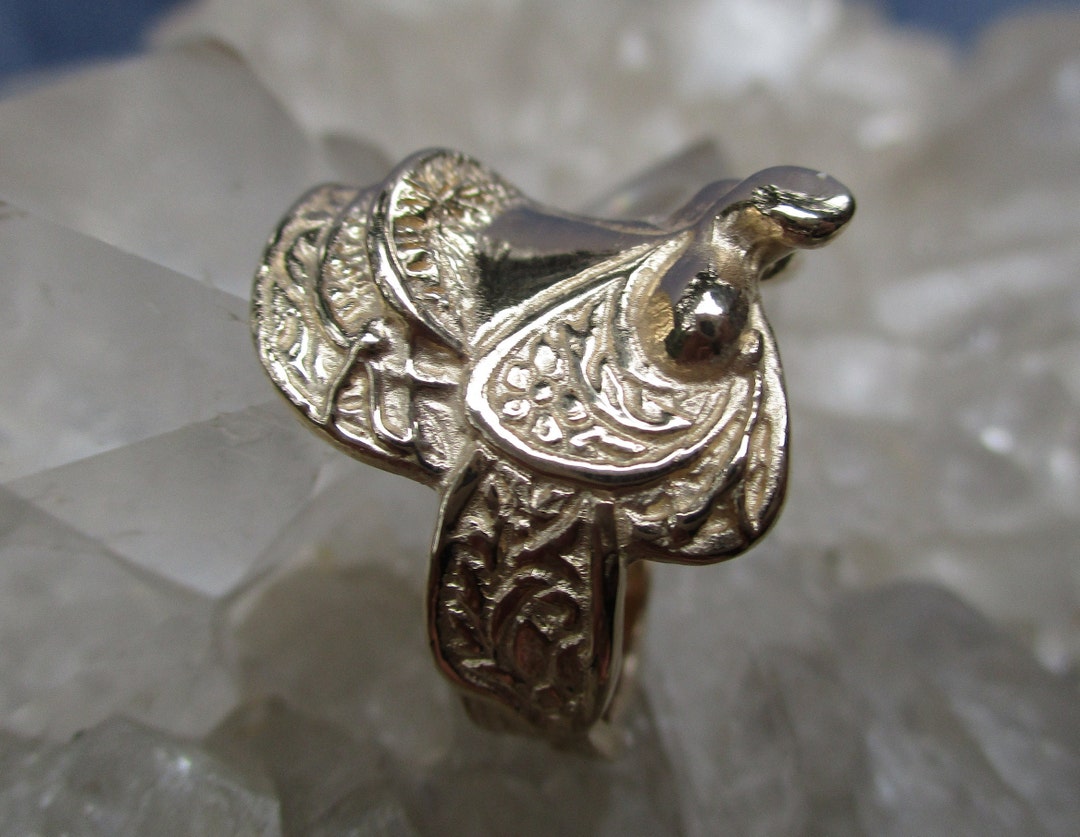 14K. Gold Horse Saddle Ring hand Cast 9.3 Grams Unique Etsy