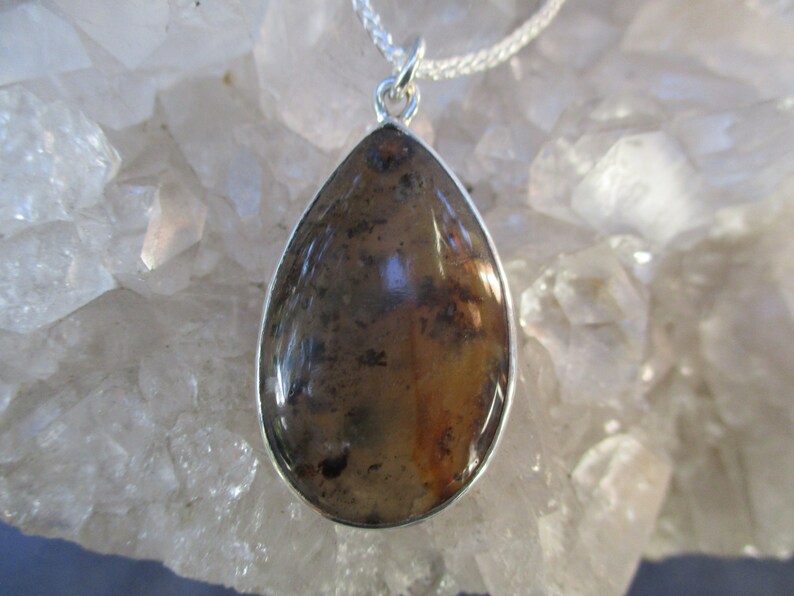 Dendritic Agate Necklace ~Handmade Sterling Silver~ Rare Oregon Graveyard Point Agate