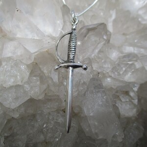 Sword Necklace -Sterling Silver Hand Cast- w/ 18&quot; Sterling Chain