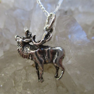 Elk Necklace -Sterling Silver Small 3d Elk- Hand Cast w/ 16&quot; Sterling Silver Chain