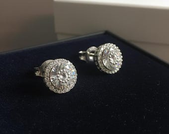 Elegant Nine West Round Halo Stud Earrings