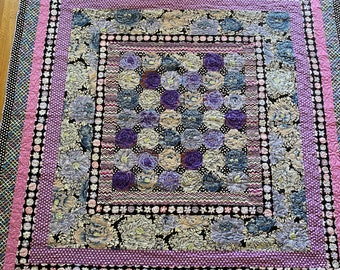 Purple Flowers queen-sized, hand-made, all-cotton quilt