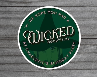 Wicked Birthday Favor Sticker Digital Download, Custom Wicked Stickers, Wicked Party Favor Tags, Editable and Printable Template