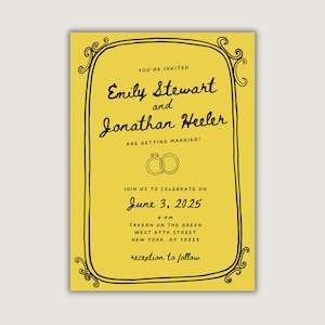 Illustrated Wedding Invitation, Whimsical Wedding Invite, Custom Illustrated Wedding Invitation, Printable & Editable, Instant Download