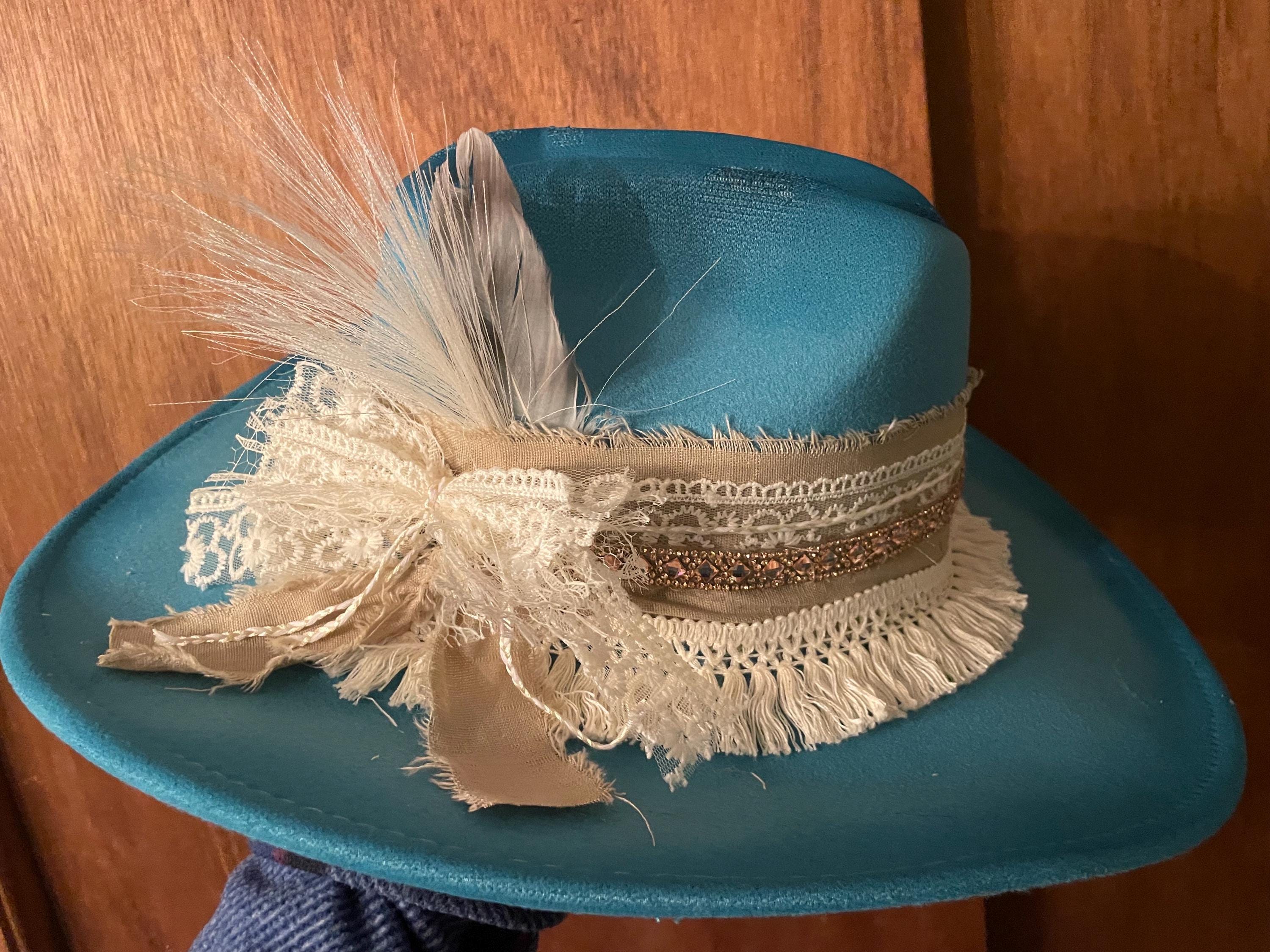 Girl on Fire Beige Hat with Turquoise Accents Lainey main image 3