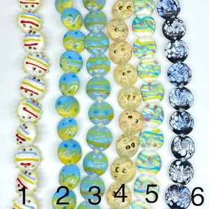 20 mm Coin shape Lampwork Glass. 5 or 10 beads. Choose design and quantity.