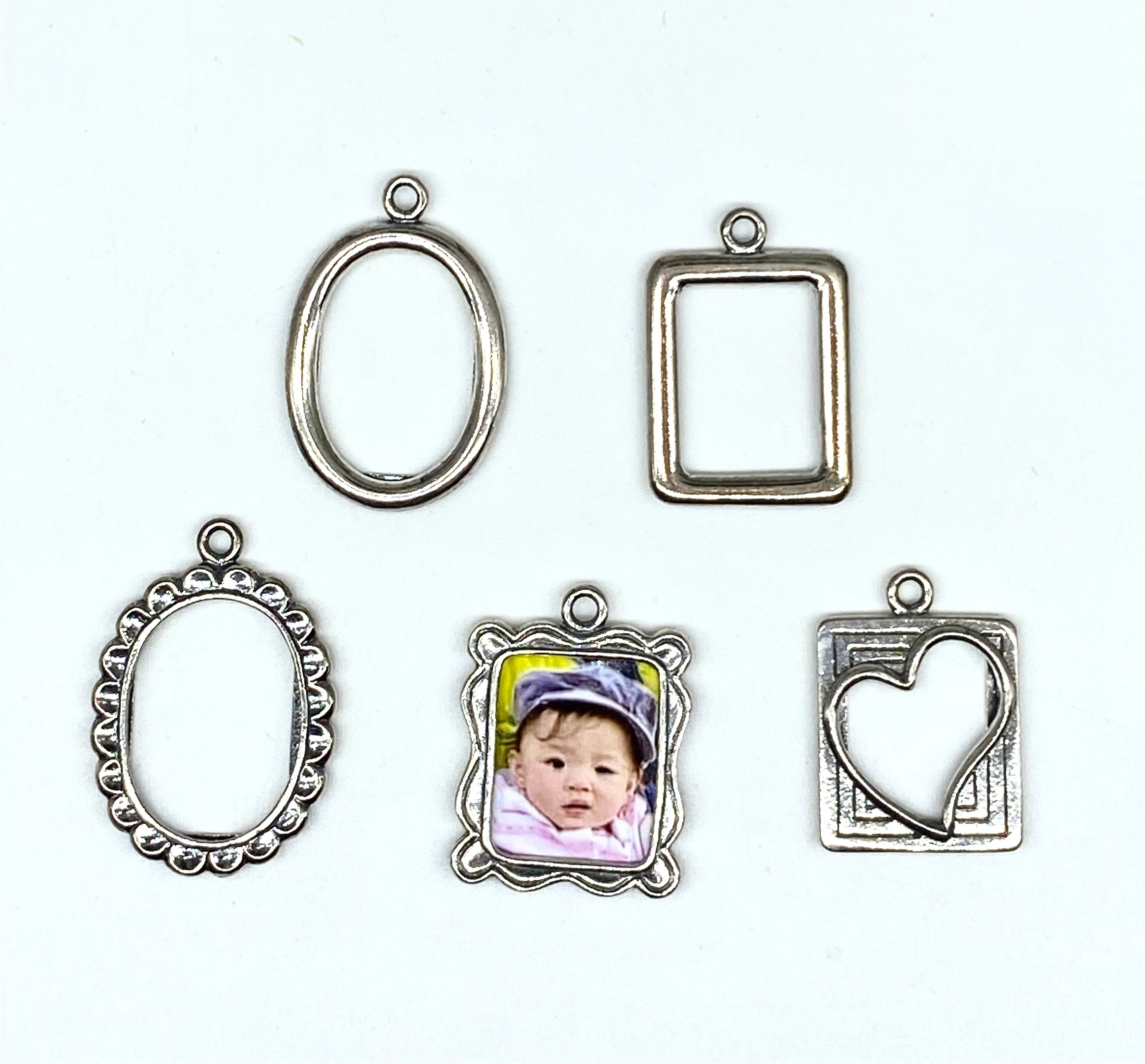 Round Photo Pendant Picture Frame Charm Fashion Sterling Silver Round Photo Pendant Picture Frame Charm Fashion Sterling Silver