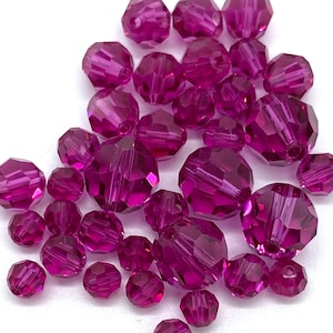 4,5,6 mm Fuchsia. #5000 Round Genuine Swarovski Crystal Beads. Choose size and Quantity.