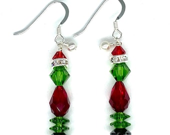 Mr. Grinch Swarovski Crystal Earring /Pendant on Chain. Christmas Jewelry.