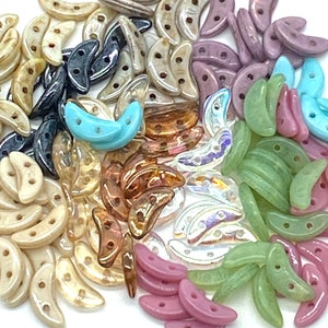 5/10 grams Czechmates Crescent 2-hole beads.