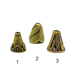 Antique Brass Pewter Cone. Lead Free .Choose style and quantity.