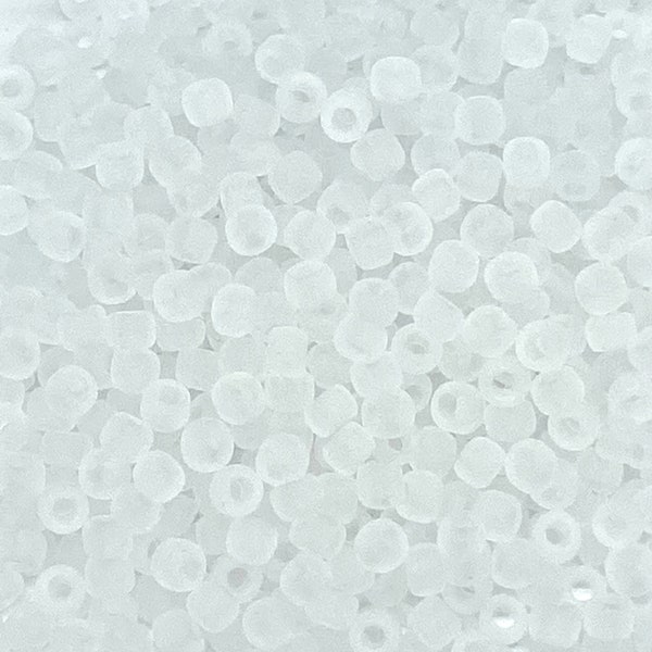 8/0 TOHO #1F Transparent-Frosted Crystal. Japanese Seed Beads. 20 grams tube or factory pack.
