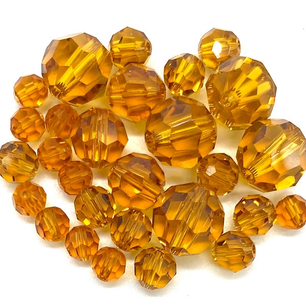 4,5,6,8,10 mm Topaz. #5000 Round Genuine Swarovski Crystal Beads. Choose size and Quantity.