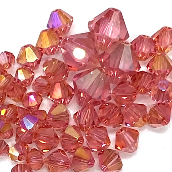 4,5,8mm Rose BRANDY Special Coating. Genuine Swarovski Crystal Beads #5328.