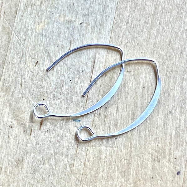 Sterling silver 25 mm V shape / Almond shape ear wire. 1 pair or 5 pairs. FREE SHIPPING