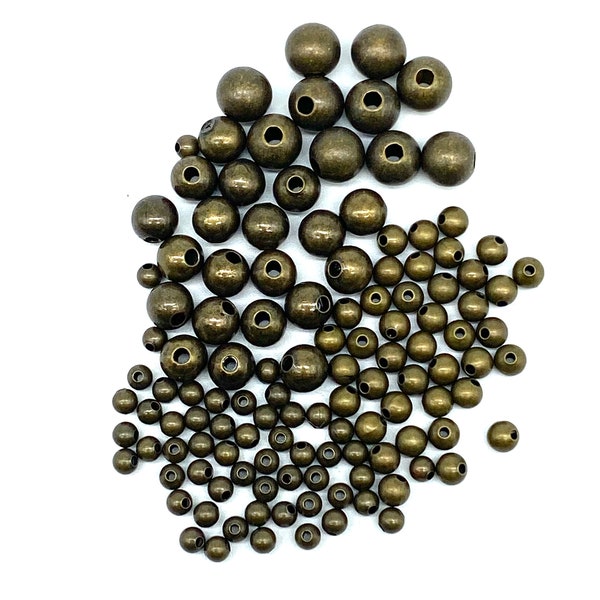 Smooth round  Antique Brass/ Bronze beads. choose size.