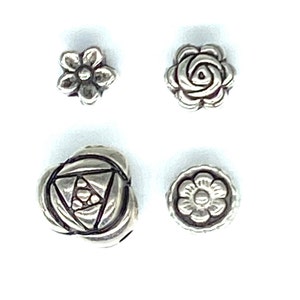 Flower beads Pewter 6 mm - 10 mm. Light weight Choose style and quantity.