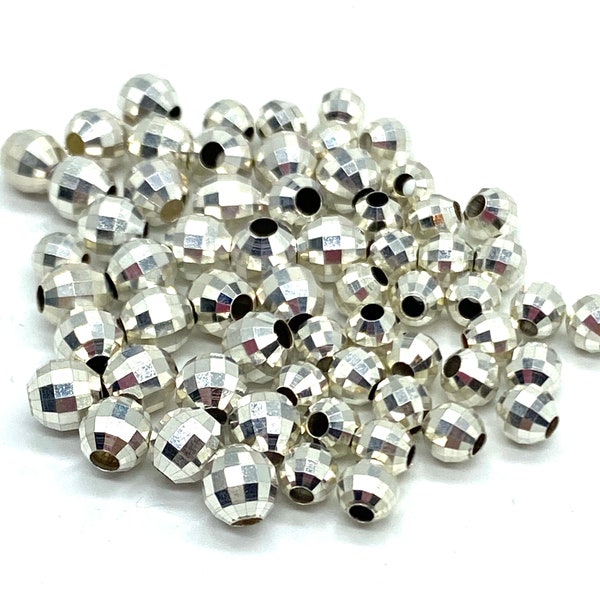 Perles miroir en argent 3,4,5,6 mm. Choisissez la taille et la quantité.