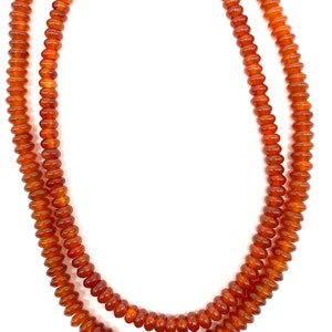 6.5 or 8 mm Carnelian Rondelle. Gemstone beads full strand 16 inches
