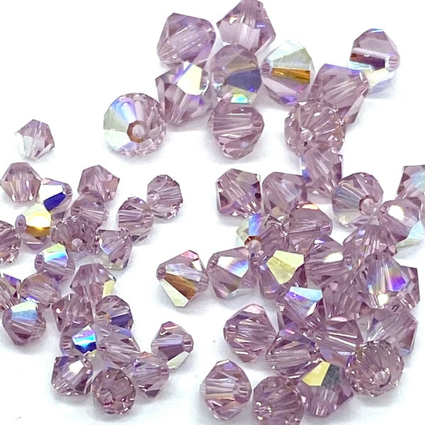 3,4,5 or 6 mm Light Amethyst AB. Genuine Swarovski Crystal Beads #5301/5328.