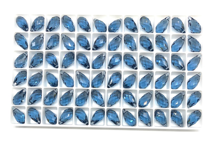 2 x 6010 Briolette Pendant. Swarovski Crystal. Choose colors and size. Denim Blue