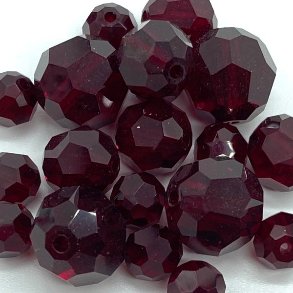 5,8,10 mm Garnet #5000 Round Genuine Swarovski Crystal Beads. Choose size and Quantity.