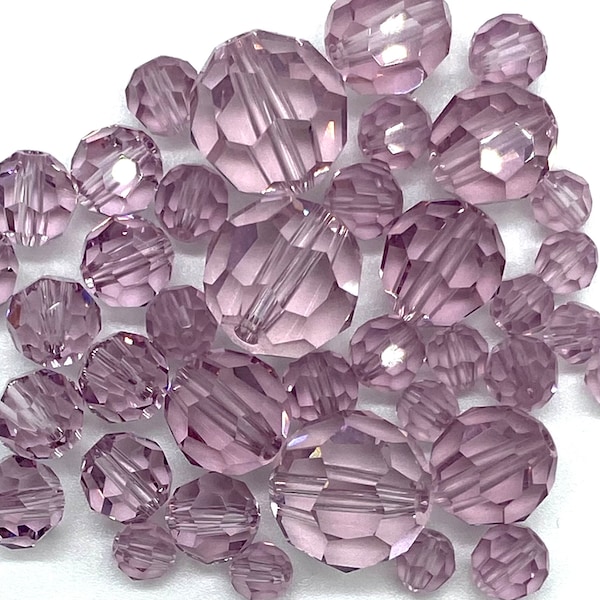 4,5,6,8,10 mm Light Amethyst. #5000 Round Genuine Swarovski Crystal Beads. Choose size and Quantity.
