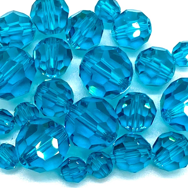 4,6,8mm Blue Zircon. #5000 Round Genuine Swarovski Crystal Beads. Choose size and Quantity.