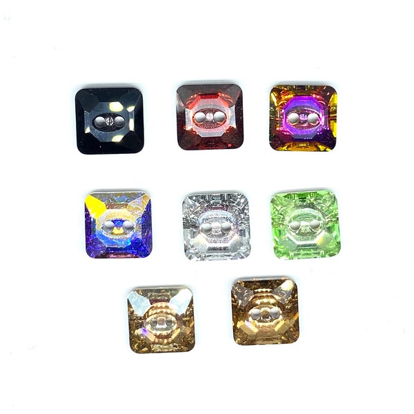 3017 12mm Square Button. Swarovski Crystal. Pack of 2 Pieces