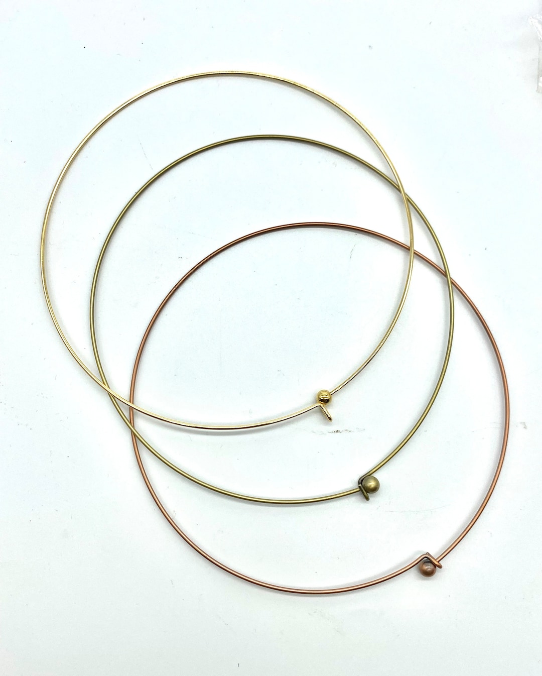 Neck Wire Choker Gold Plated, Brass and Copper Tone 16. Choose Finished