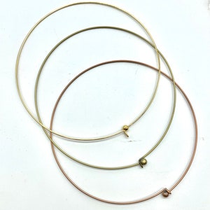 Neck wire choker gold plated, Brass and Copper tone 16&quot;. Choose finished.