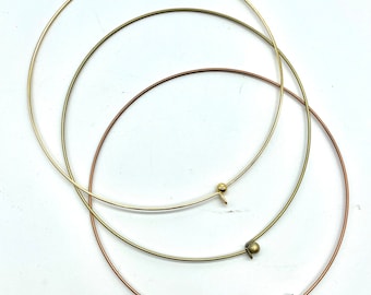 Neck wire choker gold plated, Brass and Copper tone 16". Choose finished.