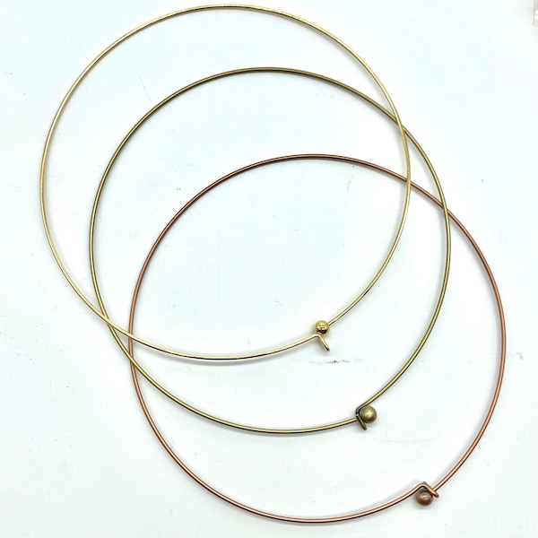 Neck wire choker gold plated, Brass and Copper tone 16". Choose finished.