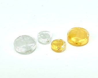 Coin Shape Venetian Glass. Murano Glass Silver Foil or 18K Gold Foil