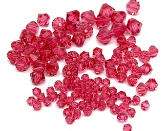 3,4,5 or 6 mm Indian Pink. SWAROVSKI®  Swarovski Crystal Beads #5301/5328.
