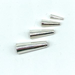 Smooth Plain Cone Sterling Silver 925.  Sold individually or 10 Piece. Choose size and quantity