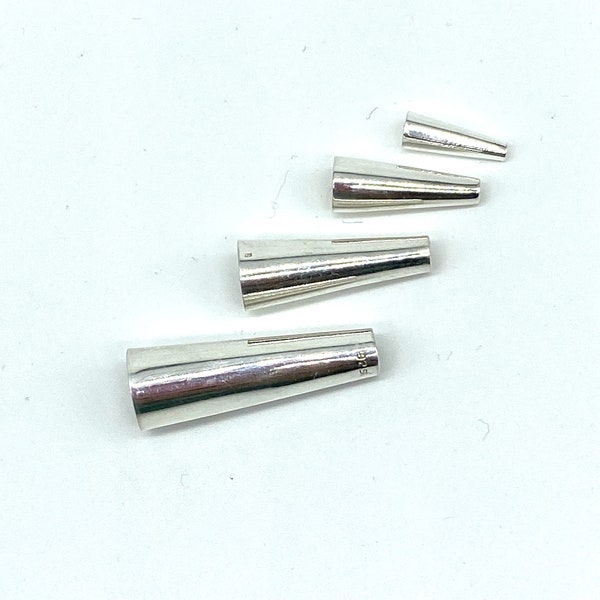 Smooth Plain Cone Sterling Silver 925.  Sold individually or 10 Piece. Choose size and quantity