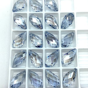 2 x 6010 Briolette Pendant. Swarovski Crystal. Choose colors and size. Crystal Blue Shade