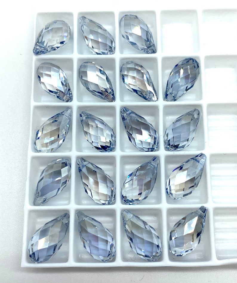 2 x 6010 Briolette Pendant. Swarovski Crystal. Choose colors and size. Crystal Blue Shade