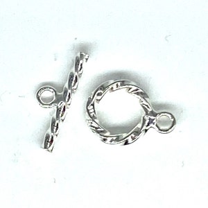 10 mm Twisted Toggle Clasp. Sterling Silver925. Free Shipping
