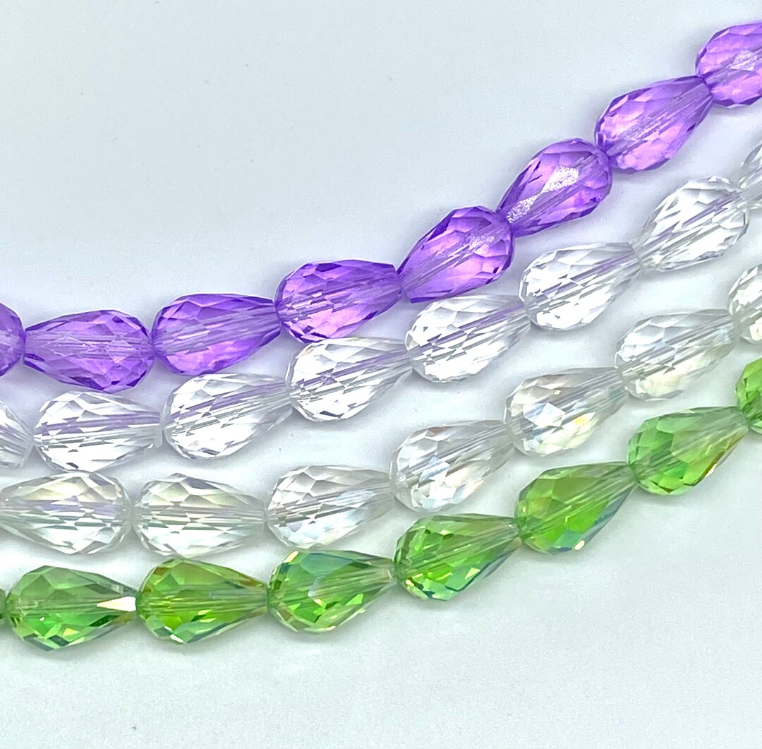 Faceted Drop Shape Chinese Crystal Glass Beads. 10x15mm 25 Pieces ...