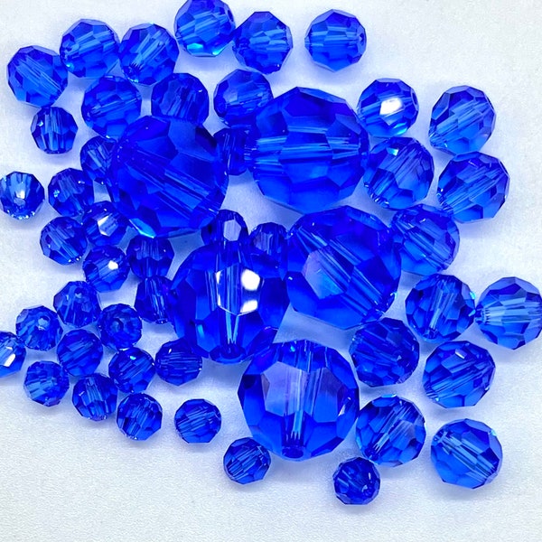 4,5,6,8,10 mm Sapphire. #5000 Round Genuine Swarovski Crystal Beads. Choose size and Quantity.