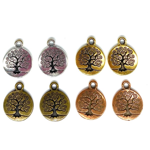 2 Pc Tree of Life Charms, TierraCast 15mm Double sided.  Lead free pewter. Choose finished. Free Shipping.