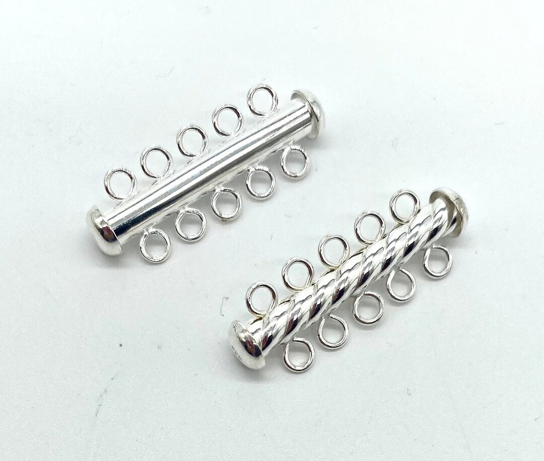 5 Strands Sterling Silver Tube Clasp. Plain or Twisted Design. Etsy