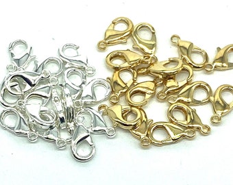 15 mm Plated  Lobster Claw Clasp. Choose Quantity.