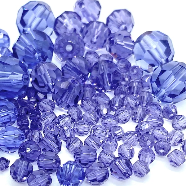 3,4,5,6,8 mm Tanzanite #5000 Round Genuine Swarovski Crystal Beads. Choose size and Quantity.