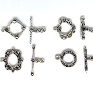 Marcasite Toggles Sterling silver .925. Double sided Choose design.Free shipping