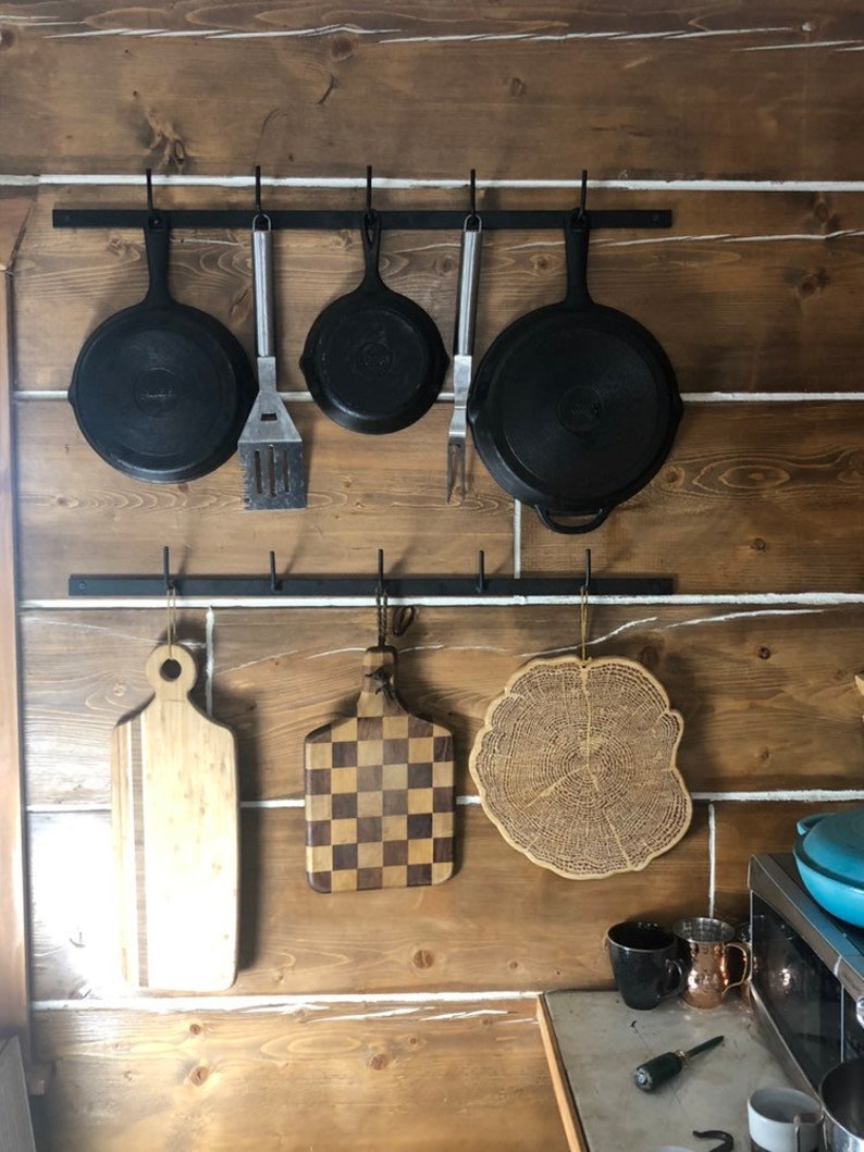 Farmhouse Pot Rack Hanging Kitchen Organizer